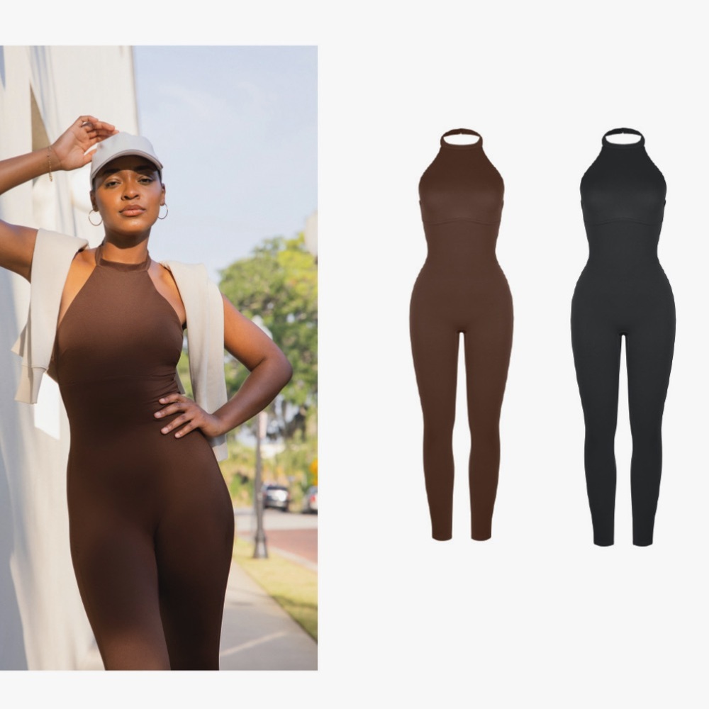 Popilush Shapewear Body-Sculpting Halter Neck Jumpsuit NEW